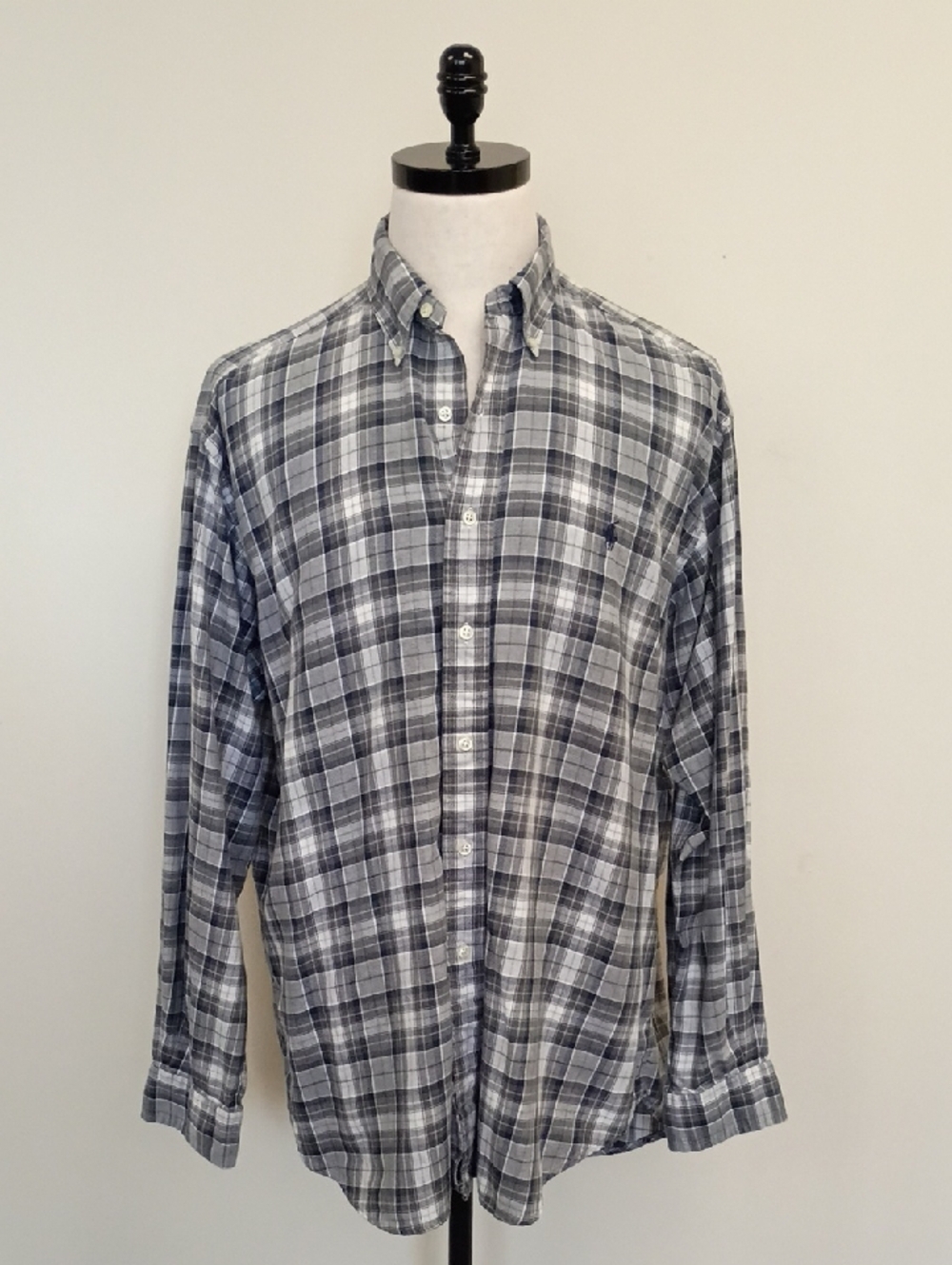 Polo Ralph Lauren Black White Plaid Button Down Shirt Size Large